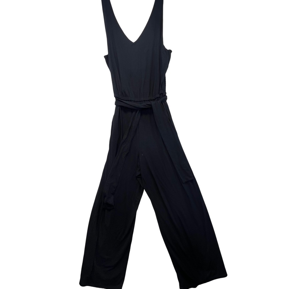 J Jill Sleeveless Jumpsuit Women's Black V-Neck Wide Leg Flowy Casual - Picture 2 of 13